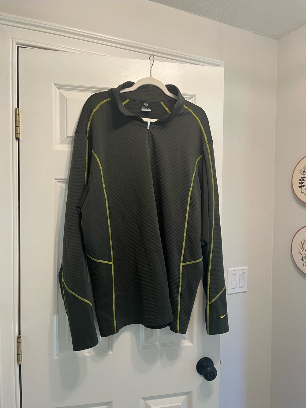 Nike Black Half-Zip Pullover with Neon Yellow Accents